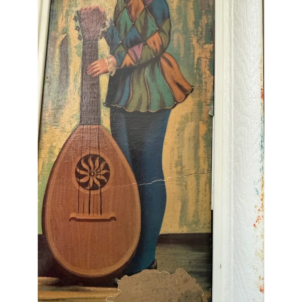 Vintage Big Eye Art Kids Harlequin Prints Set Distressed Mid Century